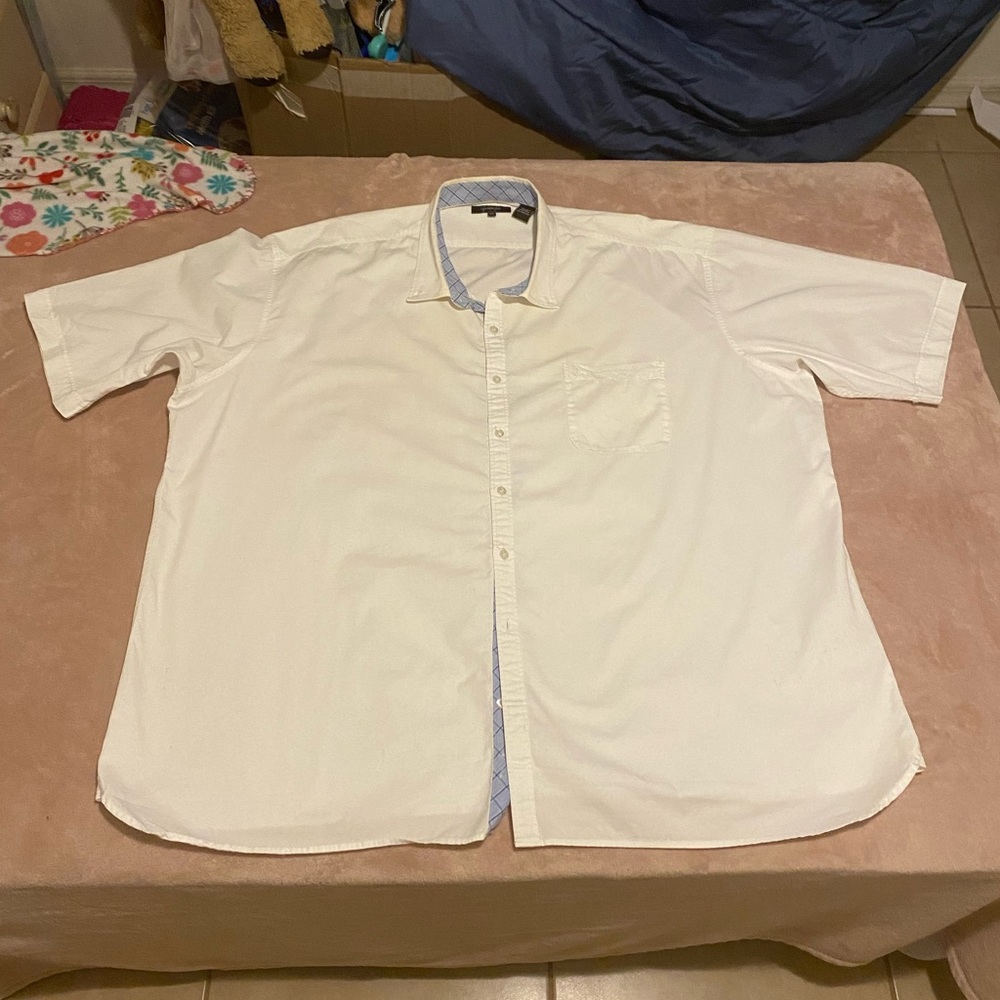 Fernando Pena Men 3XL Short Sleeves White Dress Button Up Shirt